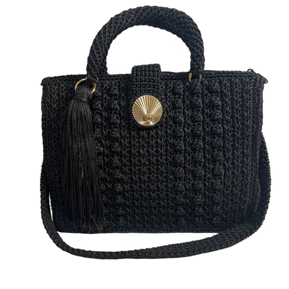 Handcrafted Black Sling Women's Handbag - Picture 1 of 4